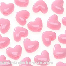 Opaque Pink Heart Pony Beads Acrylic 11mm 65 pieces B01A7JH2CC